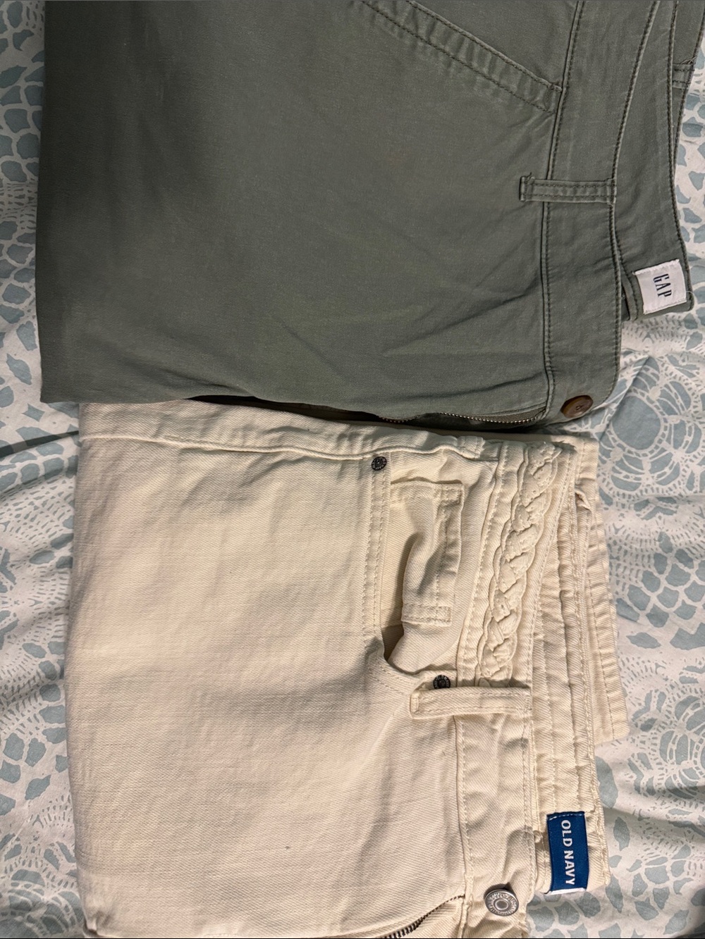 Old Navy Cream and  Olive Green GAP Women's Pants - 2 Pair